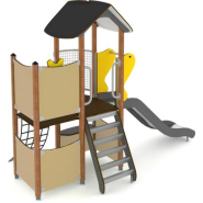 Structure multi-jeux 3 à 5 ans - Unimini Hally 8046755 - Poteaux bois et panneaux HPL - Hags_1