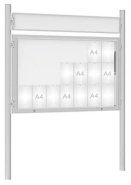 Vitrine extérieure anodisée 75 sur poteaux - Porte battante réversible - Plexichocs - 8 à 30 A4_1