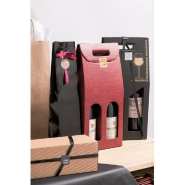 Boîte 2 bouteilles Elegance 18x9x40cm - par 10 - carton pelliculé - noir et or_1
