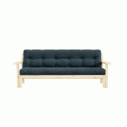 Canapé convertible futon UNWIND - Pin naturel - Coloris bleu pâle - Couchage 130 x 190 cm - Style scandinave et rétro_1
