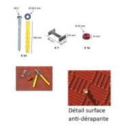 Coussins berlinois 6 éléments en caoutchouc vulcanisé rouge - 3000 x 1800 x 65 mm - surface antidérapante_1