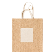 Sac shopping - Tote bag en jute avec poche en coton et anses longues_1