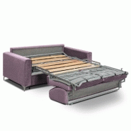 Canapé convertible express Jackson 160cm - sommier à lattes bois, cuir vachette parme, matelas 16 cm_1