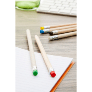 Crayon à papier en bois naturel - gomme colorée - non taillé - couleur vert_1