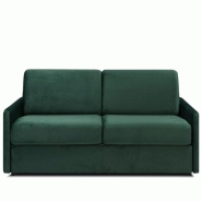 Canapé convertible express Custom - Sommier à lattes 140 cm - Matelas 16 cm - Velours vert_1