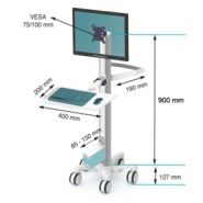 E Cart LD 8 - Pré-configuration pour écran et clavier - Chariot informatique médical - Ergonoflex - 25 kg_1