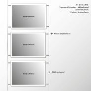 Kit 1 colonne - 3 portes affiches LED - A4 horizontal - Mister Enseignes - TC-KT-3PRTA-LD-A4H_1