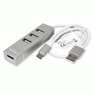 ROLINE Hub USB 2.0 pour portables, 4 ports, câble de raccordement type A+C_1