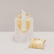 Sac luxe blanc mat poignées ruban or 11x6x14cm - par 12_1