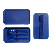 Boîte à lunch en plastique PP - avec set de couverts et sangle élastique - 2 compartiments de 700 ml chacun_1