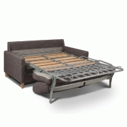 Canapé convertible OGGETTO - Matelas 16 cm - Système express - Sommier à lattes 160 cm - Microfibre taupe - Renatonisi_1