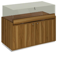 Comptoir T03 vitrine 4 Faces et MDF naturel+olivier - 120x60x93cm_1