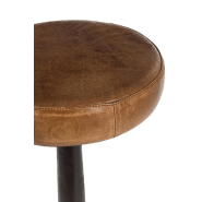 Tabouret de bar Valona - cuir marron, design industriel avec dossier confortable_1