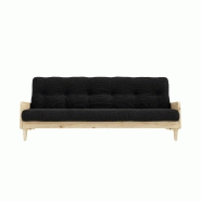 Canapé 3 places convertible Indie - Style scandinave - Futon charbon - Couchage 130x190 cm - Marque Karup_1