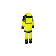 Complet de pluie haute visibilité - Manteau et pantalon en polyester enduit PU avec bandes rétro-réfléchissantes_1