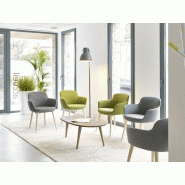 Fauteuil d'accueil Neeka - double coque en polyuréthane, assise en tissu polyester, pieds bois finition naturelle_1