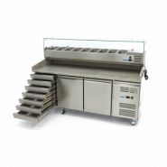 Table à pizza réfrigérée Maxima - 2 portes - 7 tiroirs - 202 cm - avec vitrine réfrigérée 9 x 1/3 GN_1