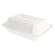 Boîte bagasse blanche à couvercle attenant 1L 16,5x22,5x6,4 - par 200_1