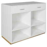 Comptoir 120x60x93,8cm/reposac 70x20xH12cm blanc - 2tir.2tabl. - mélaminé blanc_1