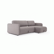 Innovation Living - Canapé convertible design Vogan tissu Mixed Dance Grey - lit 120x200 cm et méridienne_1