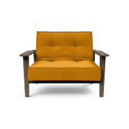 Fauteuil design convertible Innovation Living Splitback Frej - Elegance Burned Curry - Lit 90x115 cm - Accoudoirs en chêne fumé_1