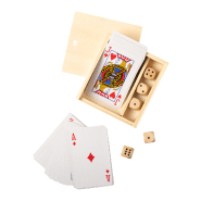Jeu de cartes - 54 cartes avec boîte en bois et 5 dés - Couleur naturelle - Poids 120g_1
