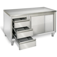 Armoire inox sur pieds 140x60cm - tiroirs à gauche_1