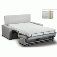 Canapé 4 places Deauville - Convertible express avec matelas 16 cm, sommier à lattes et tête de lit intégrée - Polyuréthane blanc cassé_1
