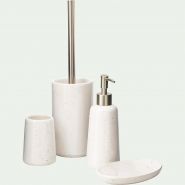 Neoules - distributeur de savon en céramique mouchetée - blanc ventoux - Alinea - fabrication européenne_1