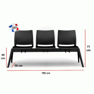 Poutre d'accueil en polypropylène Adela - Sokoa - 3 places_1