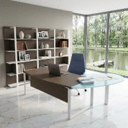 Bureau de direction X time Ring avec convivialité en verre - Quadrifoglio - 239, Alu, Gauche, Eucalyptus 53_1