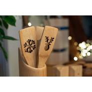 Spatule en bambou - Découpe sapin de Noël - Couleur naturelle - 24g_1