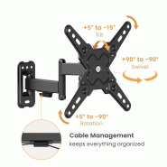 VALUE Bras TV mural, 3 axes, 13-43 pouces, jusqu'à 20 kg_1