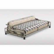 Canapé express Groenland - Matelas 16 cm - Sommier à lattes 160 cm - Cuir vachette beige - Design scandinave_1