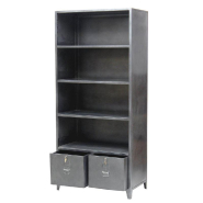 Etagère San Francisco métal noir étagères et tiroirs L90 x P50 x H200cm_1