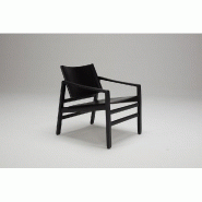Fauteuil LUK en cuir noir - Structure et piètement en chêne massif teinté noir - Design scandinave_1