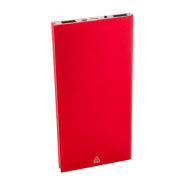 Power Bank USB - Boîtier en aluminium recyclé - Chargeur solaire intégré - Batterie 4000 mAh - Rouge_1