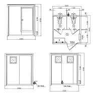 Cabine raccordable avec deux cuvettes WC à l'anglaise