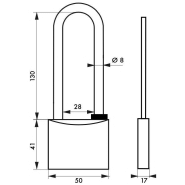 Cadenas à clé type 1 - 50 mm anse haute - corps laiton chromé monobloc - anticorrosion - marque Thirard_1