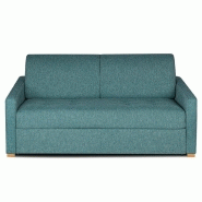 Canapé Dandy mono assise capitonnée convertible 140cm - système express avec matelas Bultex 16cm tweed bleu azur_1