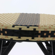 Tabouret de bar d'extérieur empilable Andorre assise tressée beige/noir/ivoire_1