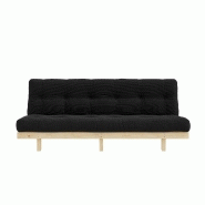 Banquette convertible futon LEAN Pin - Coloris charbon - Couchage 130x190 cm - Structure en pin massif_1