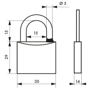Cadenas à clés très résistant pour usage extérieur - 30 mm - Corps laiton monobloc et anse acier inoxydable - Marque Thirard_1