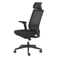 Fauteuil de bureau ergonomique CARLO - neuf - accoudoirs 4D, maille noire, soutien lombaire réglable, appui-tête réglable_1