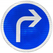 Panneau d'obligation B21C1 - Direction obligatoire à droite à la prochaine intersection - WP Signalisation_1