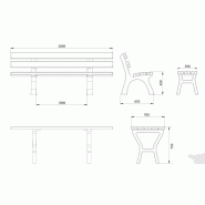 Table de pique-nique Paris 1 - plastique recyclé - pieds en aluminium - coloris brun_1