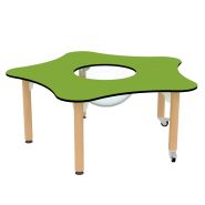 Table floral avec cloche - table d'activité en forme de fleur pour enfants - bac transparent avec couvercle en bois