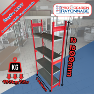 Étagère tôlée galvanisée TIXIT - Hauteur 2200mm - Profondeur 400mm - Largeur 1000mm_1