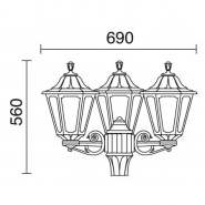 Luminaire pour mât 3 bras - Indura Medium 6 IP55 E27 3x42W - noir - extérieur - résine et méthacrylate_1