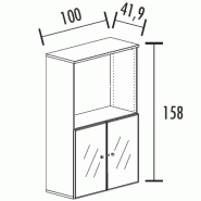 Armoire combiné portes en verre avec serrure sur cadre alu - 2 étagères - hauteur 158 cm So Madrid_1